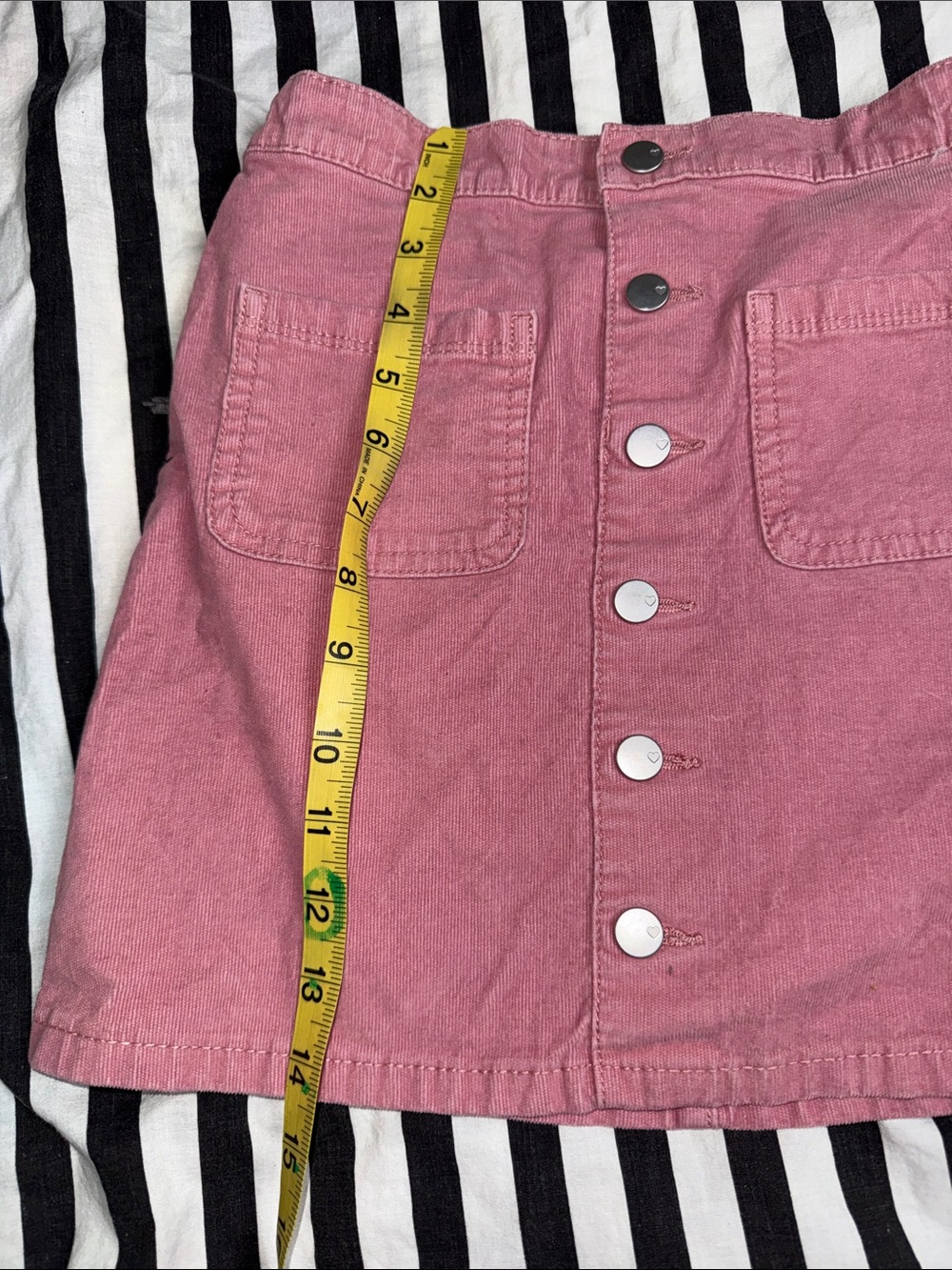 Girls' Button-Front Pink A-Line Skirt - Picture 4 of 4